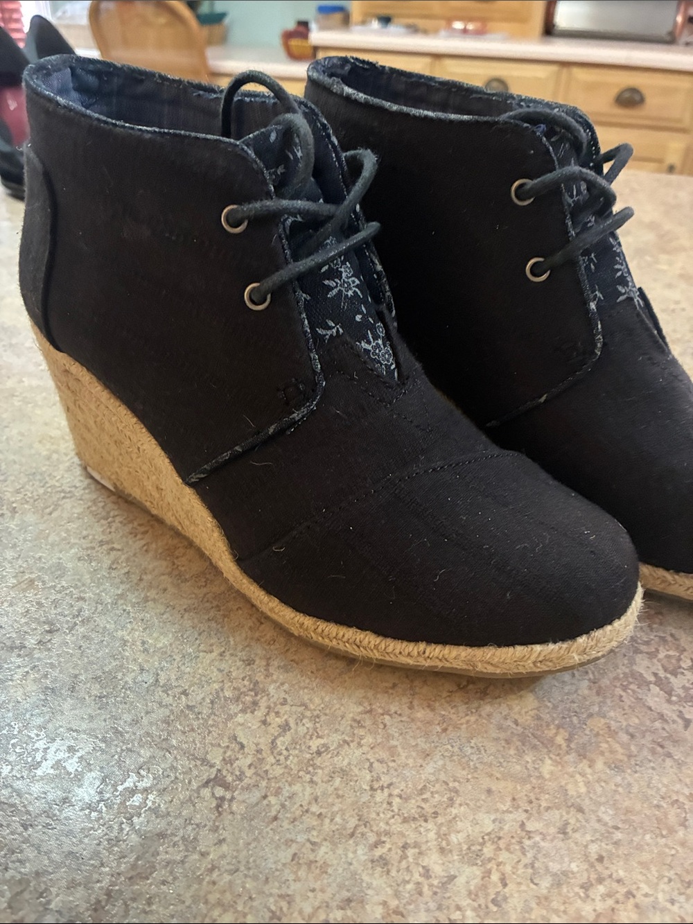 Tom’s Black Wedge Ankle Espadrille Boots - Women